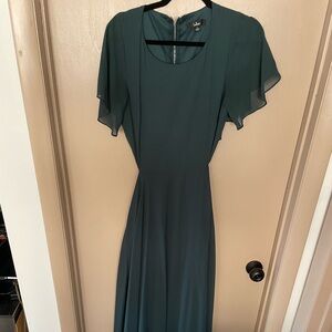 Green Floor Length Chiffon Gown